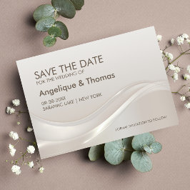 Modern Cream Wedding Save the Date