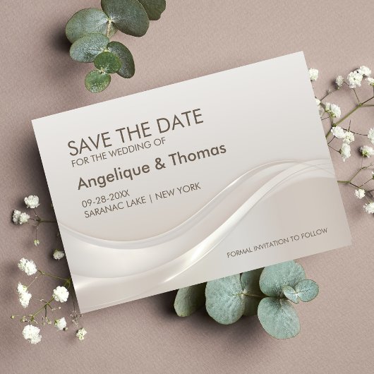 Modern Cream Wedding Save the Date