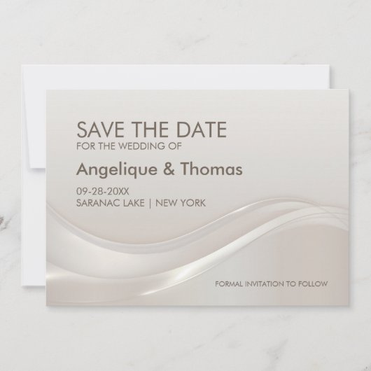 Modern Cream Wedding Save the Date (Voorkant)