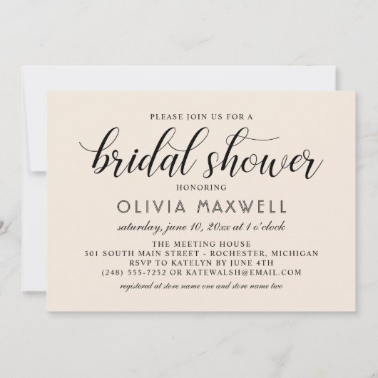 Modern Cream Zwart Script Bruiloft Vrijgezellenfee Kaart (Voorkant)