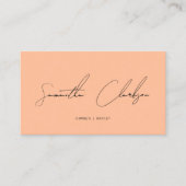 Modern Creamy Peach Handgeschreven Script QR code Visitekaartje (Voorkant)