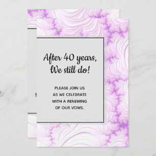 Modern Creamy White en Violet Fractal Vow Renewal Kaart