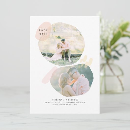 Modern Creatief Abstract sparen de Foto van de Dat Save The Date (Staand voorkant)