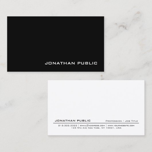 Modern Creatief Professioneel Zwart Wit Plain Visitekaartje (Voorkant / Achterkant)