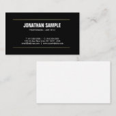 Modern Creatief Slank Effen Zwart Wit Trendy Visitekaartje (Voorkant / Achterkant)