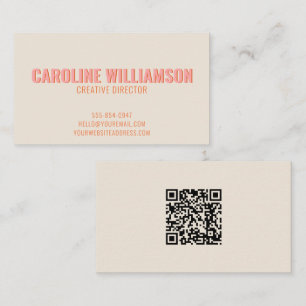 Modern Creativ Professioneel Retro Roze Oranje QR Visitekaartje