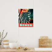 Modern Creative Wildlife Zebra Art Kenya Travel Poster (Keuken)