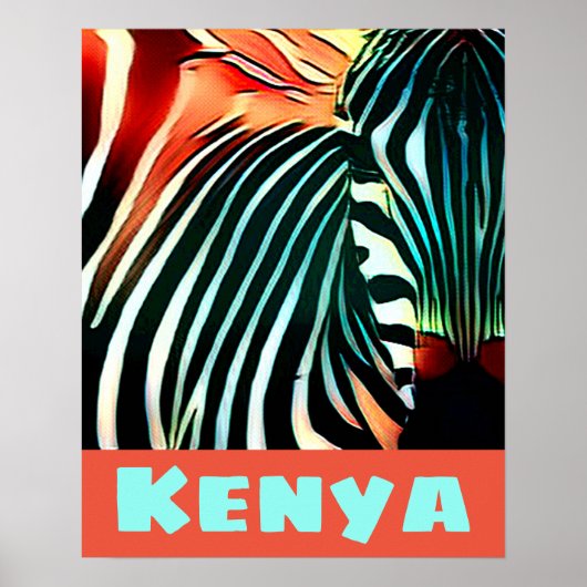 Modern Creative Wildlife Zebra Art Kenya Travel Poster (Voorkant)
