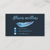 Modern Creative Writer Feather Logo Visitekaartje (Achterkant)