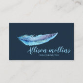 Modern Creative Writer Feather Logo Visitekaartje (Voorkant)