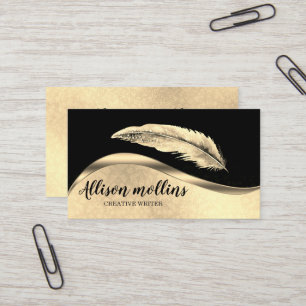 Modern Creative Writer Feather Logo Visitekaartje