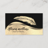 Modern Creative Writer Feather Logo Visitekaartje (Voorkant)