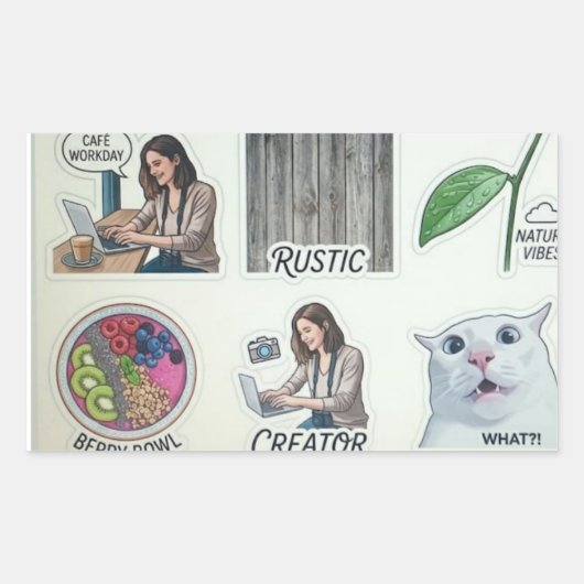 Modern Creator & Nature Sticker Sheet - Funny Cat  (Voorkant)
