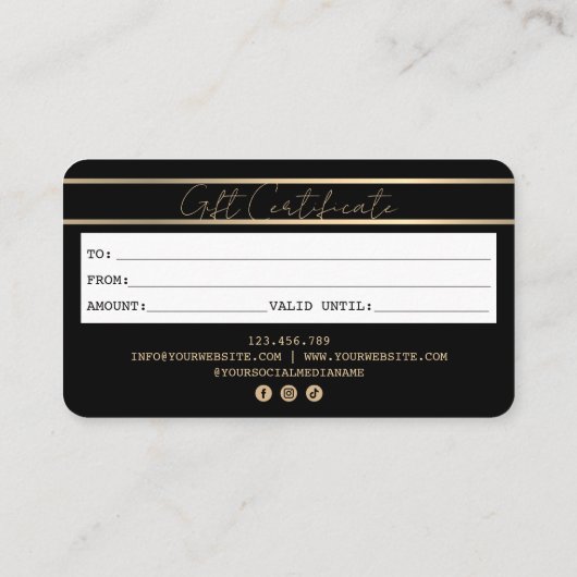 Modern Credit Kaart Gift Kaart Certificaat (Achterkant)