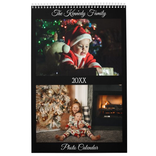Modern Creëer je eigen aangepaste fotoserie Black Kalender (Hoes)