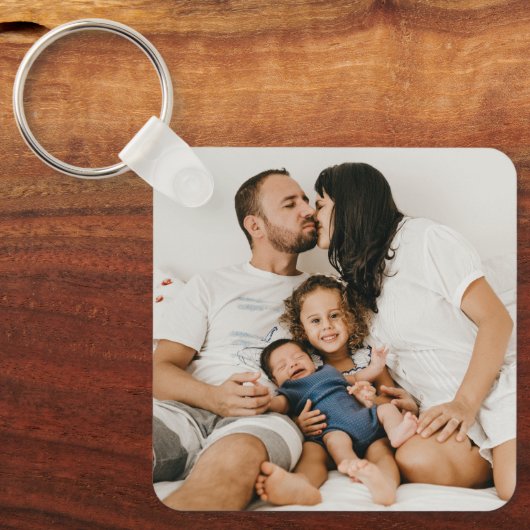Modern Creëer Uw eigen aangepaste familiefoto Sleutelhanger (Voorkant)