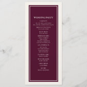 Modern Crème Bruiloftsprogramma Bordeaux Programmakaart (Achterkant)