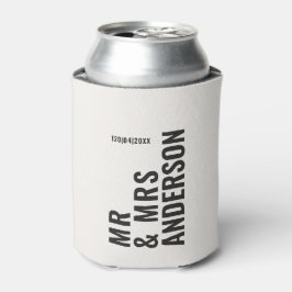 Modern crème zwart minimaal vet eenvoudig huwelijk blikjeskoeler