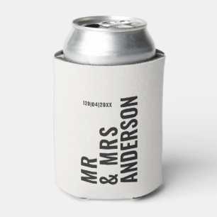 Modern crème zwart minimaal vet eenvoudig huwelijk blikjeskoeler