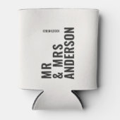 Modern crème zwart minimaal vet eenvoudig huwelijk blikjeskoeler (Voorkant)