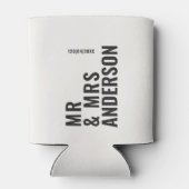 Modern crème zwart minimaal vet eenvoudig huwelijk blikjeskoeler (Achterkant)