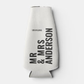 Modern crème zwart minimaal vet eenvoudig huwelijk flesjeskoeler (Voorkant)