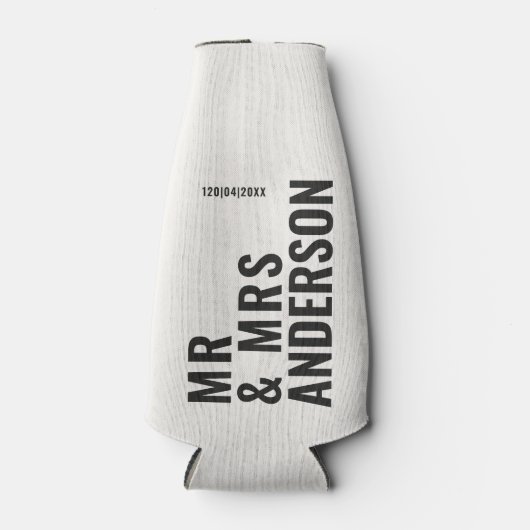 Modern crème zwart minimaal vet eenvoudig huwelijk flesjeskoeler (Voorkant)