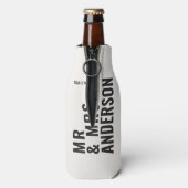 Modern crème zwart minimaal vet eenvoudig huwelijk flesjeskoeler (Fles Achterkant)