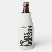 Modern crème zwart minimaal vet eenvoudig huwelijk flesjeskoeler (Fles Voorkant)