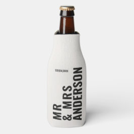 Modern crème zwart minimaal vet eenvoudig huwelijk flesjeskoeler