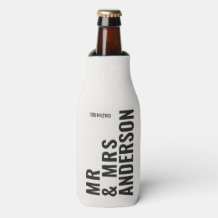 Modern crème zwart minimaal vet eenvoudig huwelijk flesjeskoeler