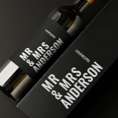 Modern crème zwart minimaal vet eenvoudig huwelijk wijn etiket