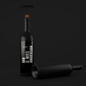 Modern crème zwart minimaal vet eenvoudig huwelijk wijn etiket