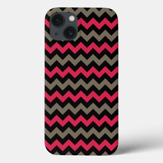 Modern Crimson Black Gray Chevron Case-Mate iPhone Case (Achterkant)