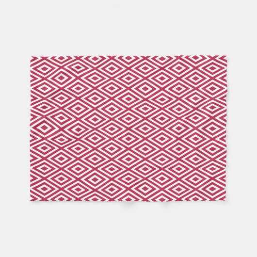 Modern Crimson Red Geometric Diamond Pattern Fleece Deken (Voorkant (Horizontaal))