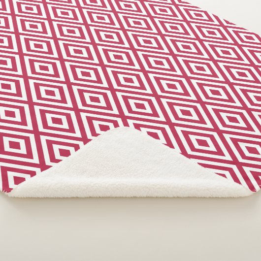 Modern Crimson Red Geometric Sherpa Deken (3/4)