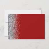 Modern Crimson Red Silver Faux Glitter Edge RSVP Kaartje (Achterkant)