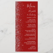 Modern Crimson Red Silver Glitter Edge Bruiloft Menu (Voorkant)