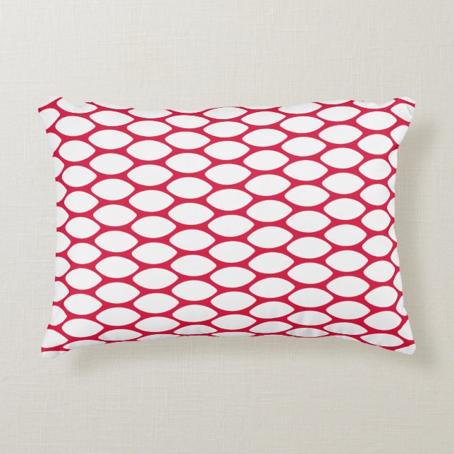 Modern Crimson White Pattern Accent Pillow Kussen (Voorkant)