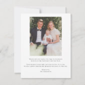 Modern Cross Floral Blue Baptism Photo Bedankkaart (Achterkant)