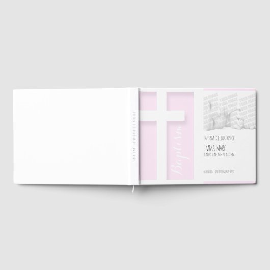 Modern Cross Girl Photo Baptisme Guest Book Gastenboek (Volledig)