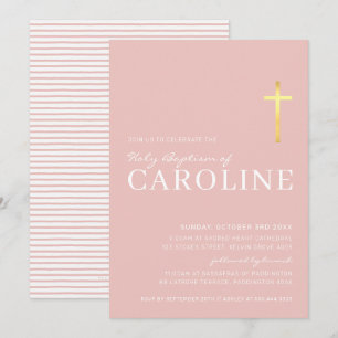 MODERN CROSS Gold holle baptisme minimaal roze wit Kaart