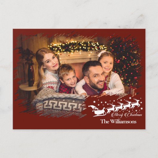 Modern Cross Hatch Lijst in kerstfoto Briefkaart (Voorkant)