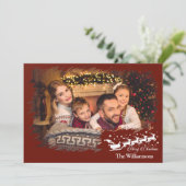 Modern Cross Hatch Lijst in kerstfoto Feestdagenkaart (Staand voorkant)