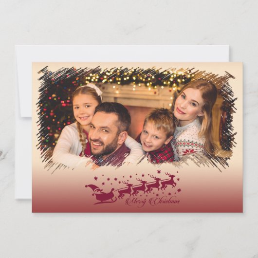 Modern Cross Hatch Merry Lijst Foto Feestdagenkaart (Voorkant)