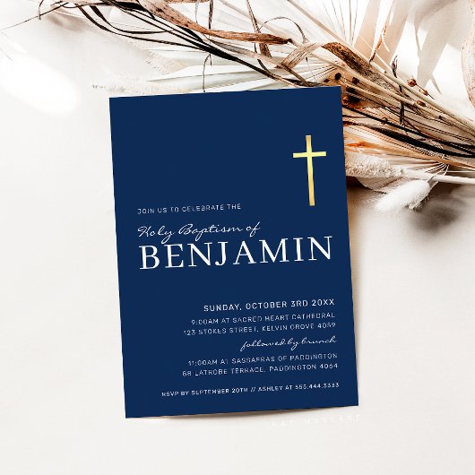 MODERN CROSS holle baptisme met minimale blauw bla Kaart