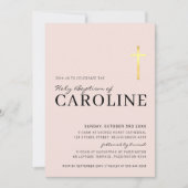 MODERN CROSS holle baptisme minimaal baby roze gou Kaart (Voorkant)