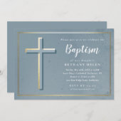 Modern Cross Religious Baptism & Christening Kaart (Voorkant / Achterkant)