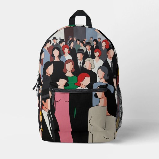 Modern Crowd Art Print Cut Sew Bag Bedrukte Rugzak (Voorkant)