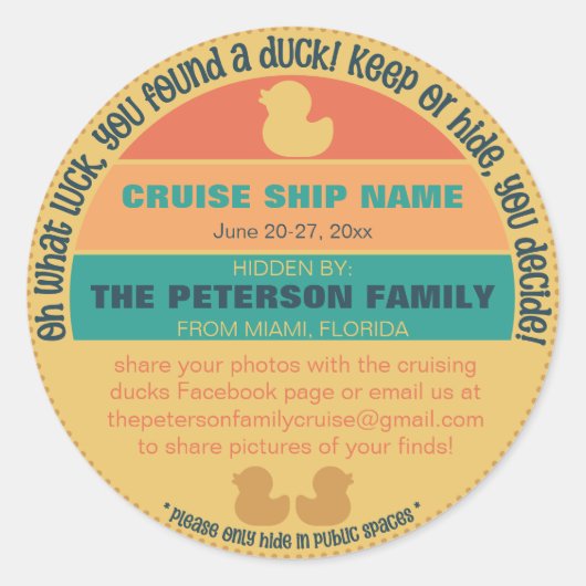 Modern Cruising Duck houden of verbergen spel Stic Ronde Sticker (Voorkant)